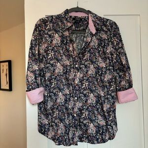 Chaps Floral No Iron Button Down Shirt